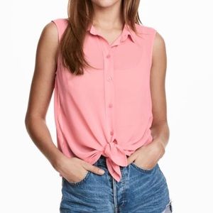 NWT H&M Pink Button Down Sleeveless Blouse